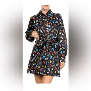 Meghan LA Black Butterfly Print Dress
